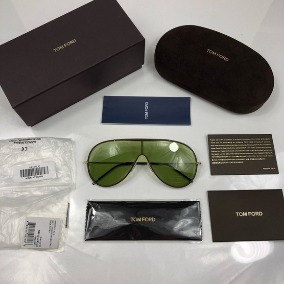 New TOM FORD Mack Aviator Green Lens Sunglasses - Picture 2 of 16